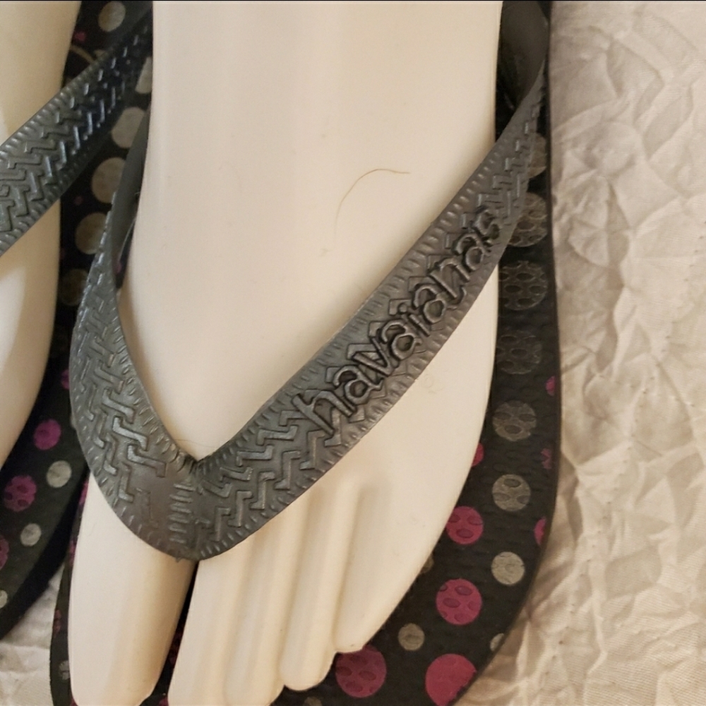 Havaianas Polka Dot Purple/Gray Flip Flops - Picture 5 of 8